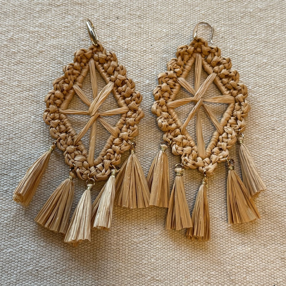 large rattan statement earrings - Picture 3 of 3